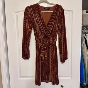 Burnt orange Velvet Wrap Dress